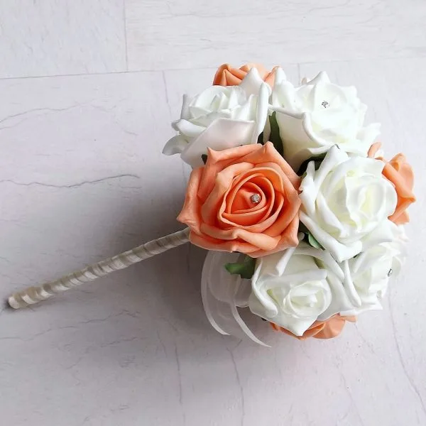 Apricot & Ivory Artificial Bridesmaid Bouquet