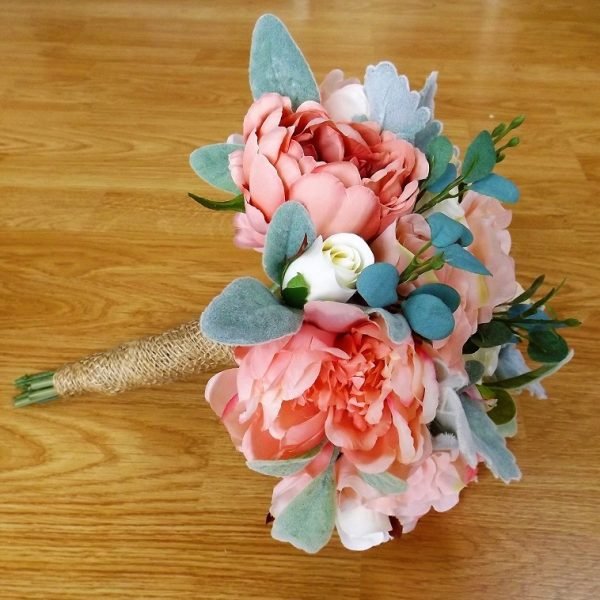 Blush Pink Silk Peony Brides Bouquet