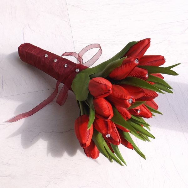 Red Silk Tulip Brides Bouquet