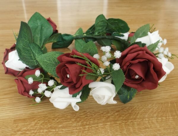 Burgundy & Ivory Gypsophila Flower Crown