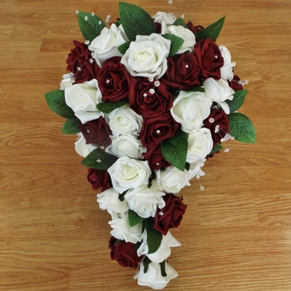 Burgundy & Ivory Artificial Rose Shower