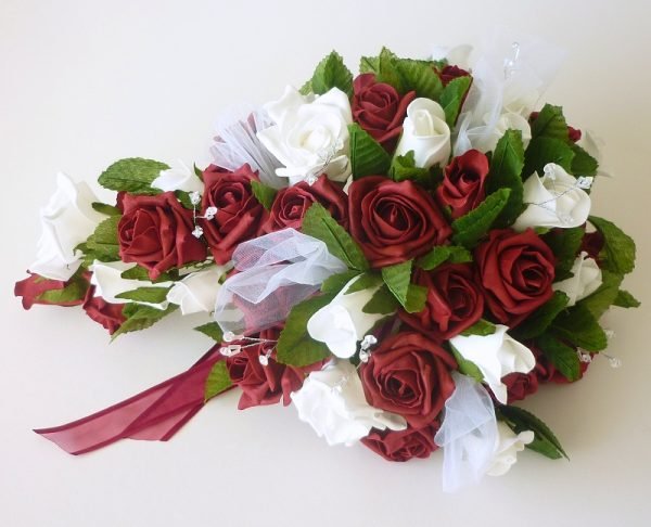 Burgundy & White Artificial Rose Shower