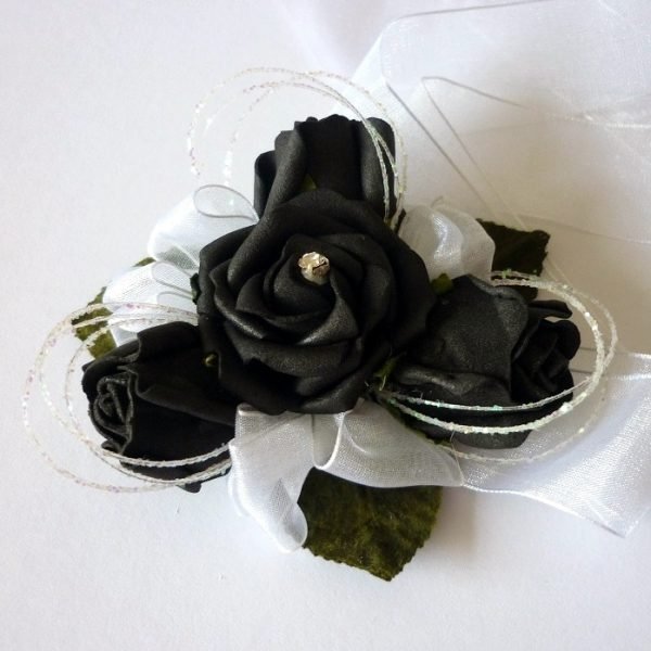 Artificial Black Rose Wrist Corsage