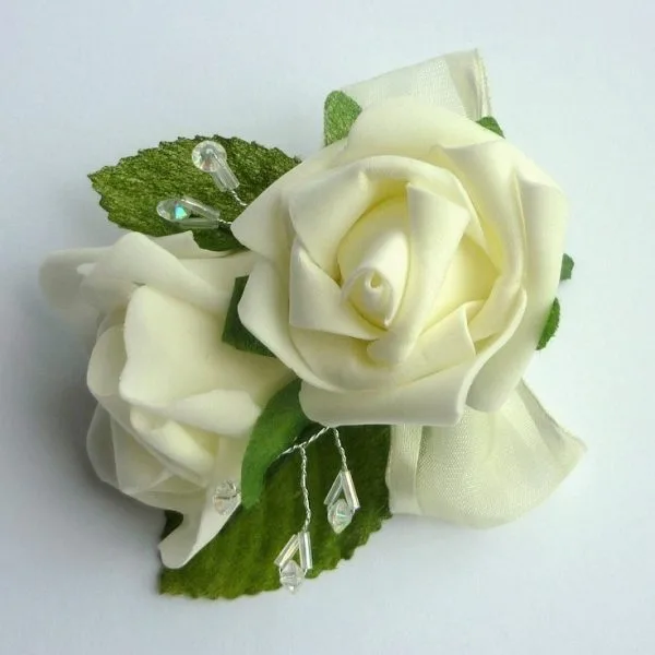 Ivory Artificial Crystal Double Corsage