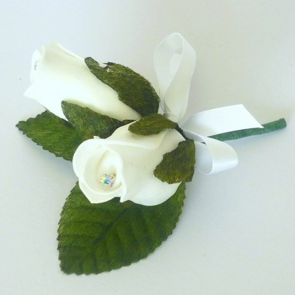 White Double Rosebud Buttonhole