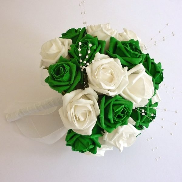 Emerald Green Artificial Pearl Brides Bouquet