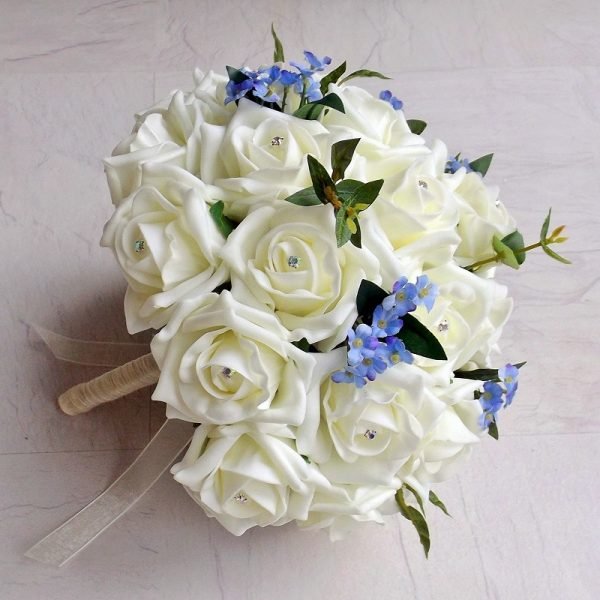 Ivory Forget Me Not Artificial Brides Bouquet