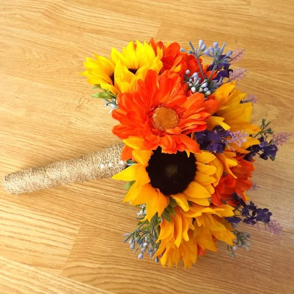 Orange Gerbera & Sunflower Brides Bouquet