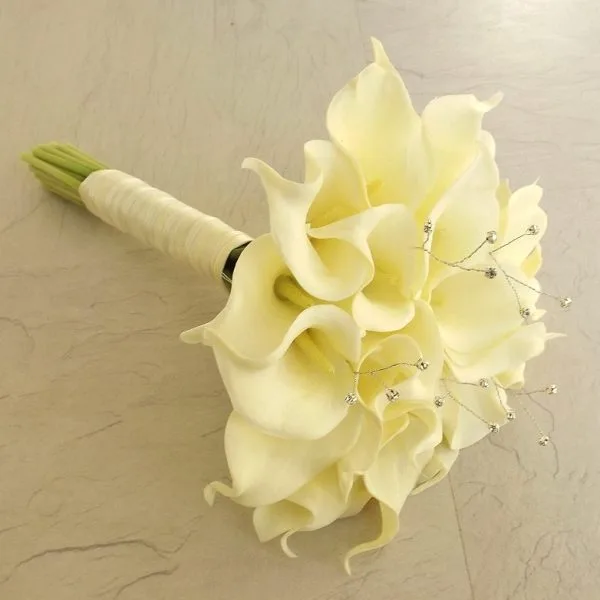 Ivory Calla Artificial Diamante Brides Bouquet