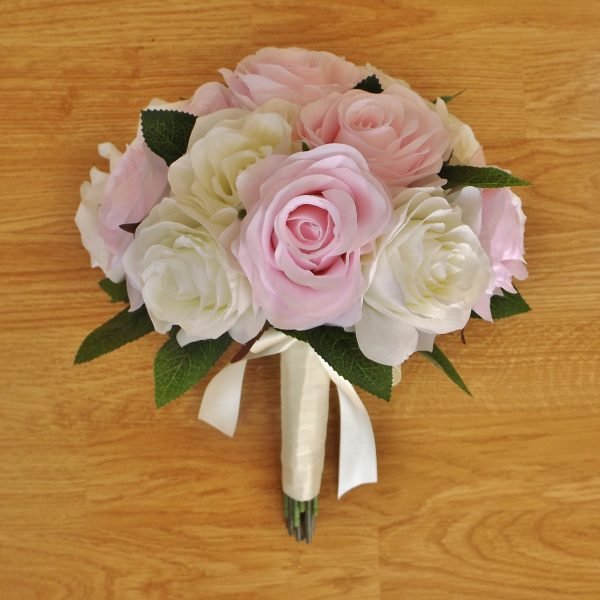 Light Pink & Ivory Silk Rose Bouquet