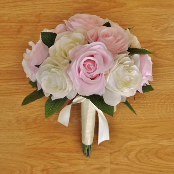 Light Pink & Ivory Silk Rose Bouquet