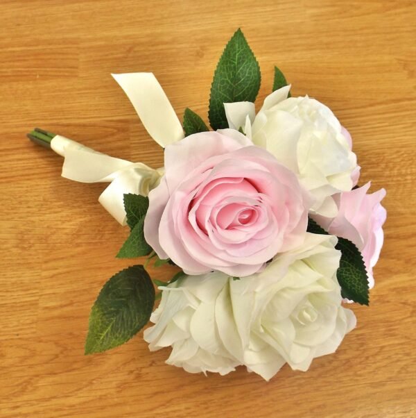 Ivory & Light Pink Silk Rose Bridesmaid Bouquet