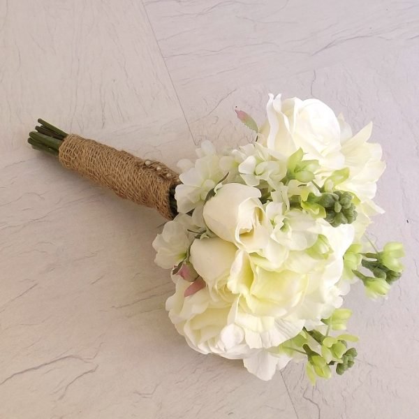 Ivory Silk Rustic Artificial Hydrangea Bridesmaid Bouquet