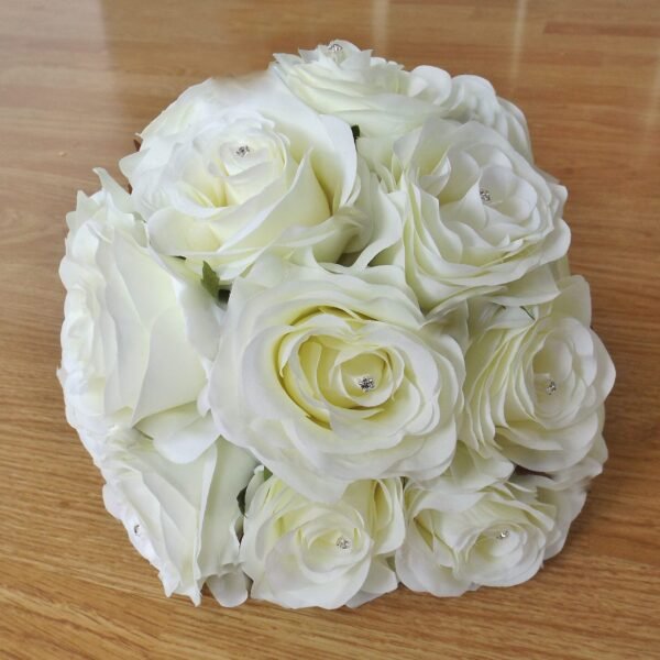 Ivory Diamante Silk Rose Table Centrepiece