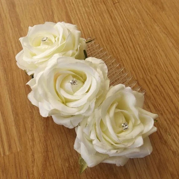 Ivory Silk Rose Hair Comb