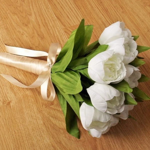 Ivory Silk Tulip & Champagne Bridesmaid Bouquet