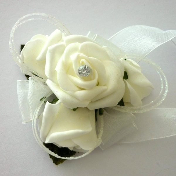 Ivory Artificial Rose Wrist Corsage