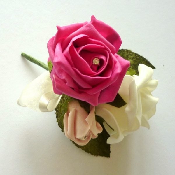 Two Tone Artificial Pink Rose Corsage