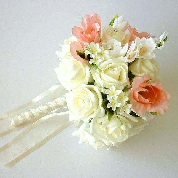 Pink Lisianthus Artificial Brides Bouquet