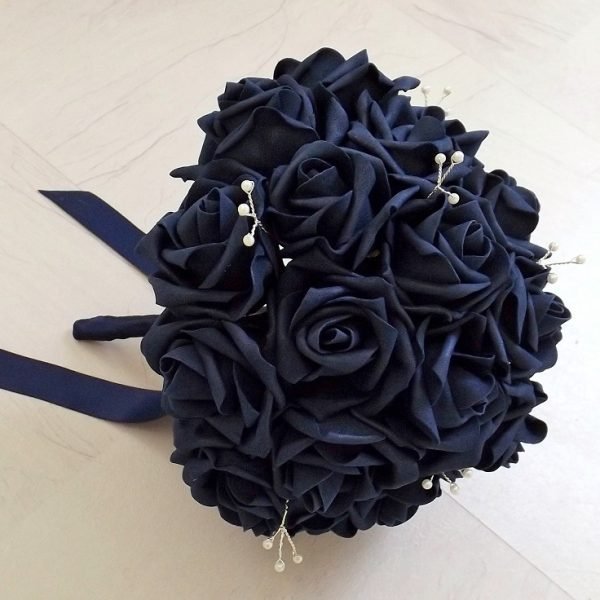 Navy Pearl Artificial Brides Bouquet