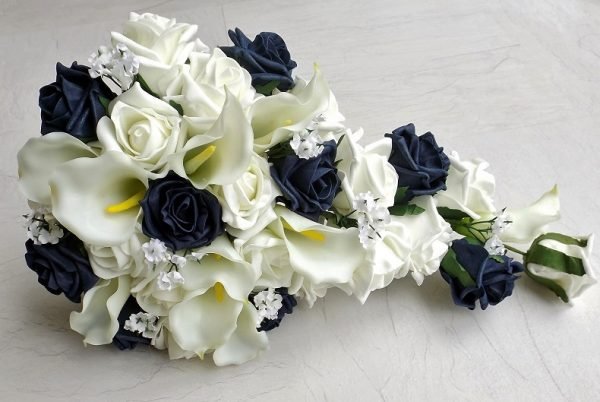 Navy Rose & Ivory Calla Silk Brides Shower