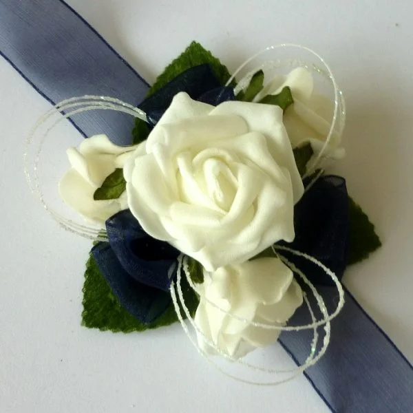 Navy Artificial Wrist Corsage