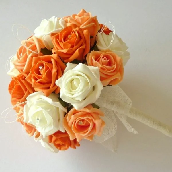 Orange and Apricot Artificial Brides Bouquet