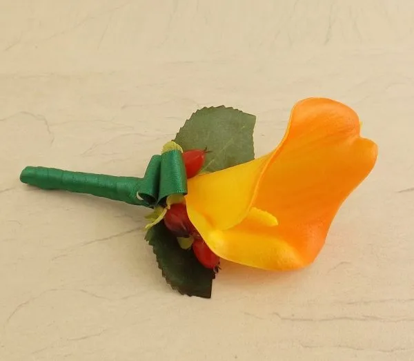 Orange Calla Lily Artificial Buttonhole