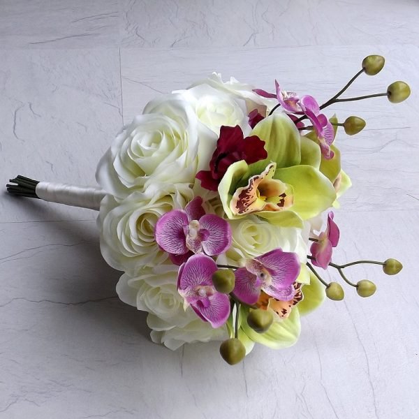 Orchid, Anemone and Rose Silk Brides Bouquet