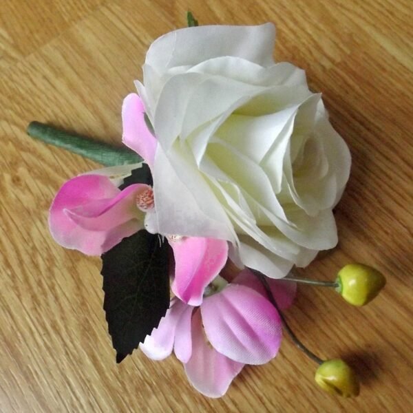 Orchid & Ivory Rose Buttonhole