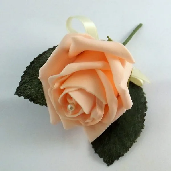 Peach Pearl Rose Buttonhole