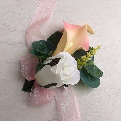 Light Pink Artificial Calla Lily Wrist Corsage