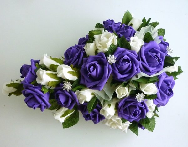 Purple & Ivory Crystal Flower Artificial Rose Shower