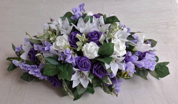 Purple Rose & Freesia Top Table Arrangement