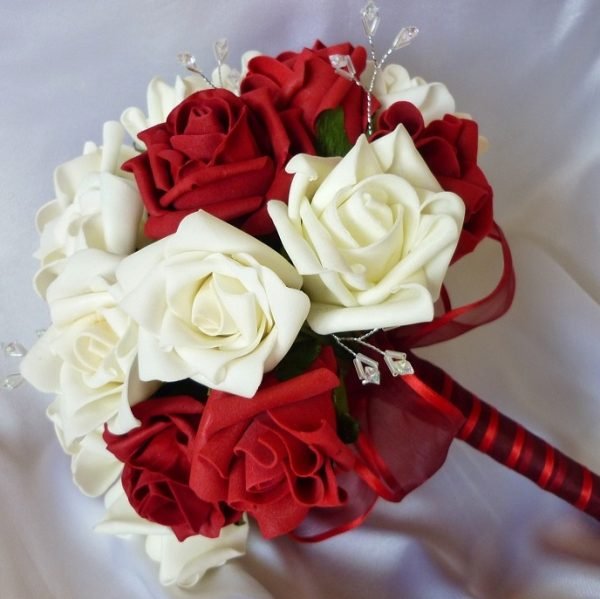 Red Crystal Artificial Brides Bouquet