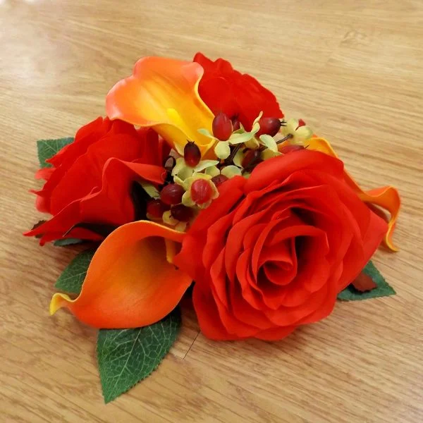 Red Rose & Orange Calla Cake Topper