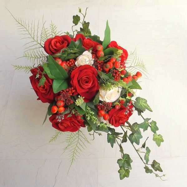 Red Silk Rose Berry Brides Shower