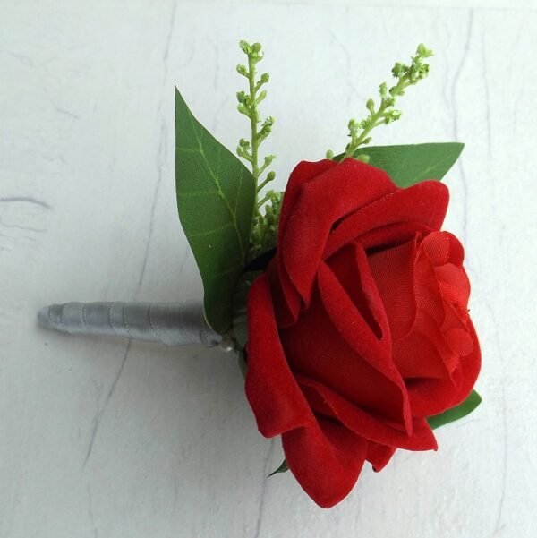 Red Velvet Rose Buttonhole