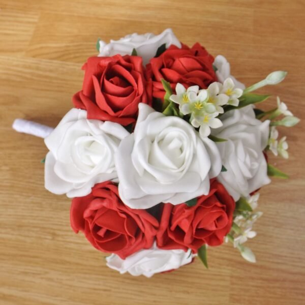 Red and Jasmine Artificial Bridesmaid Bouquet