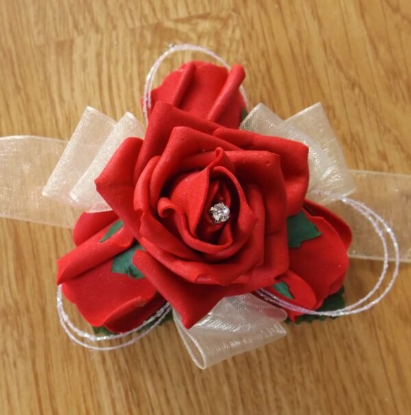 Artificial Red Rose Wrist Corsage