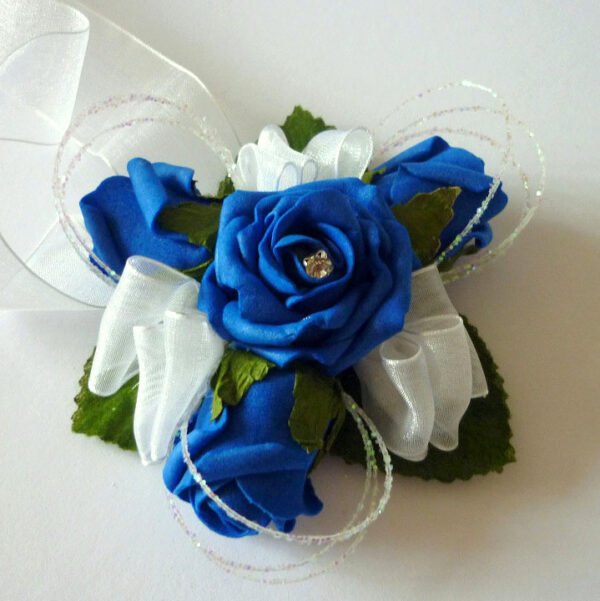 Royal Blue Artificial Rose Wrist Corsage