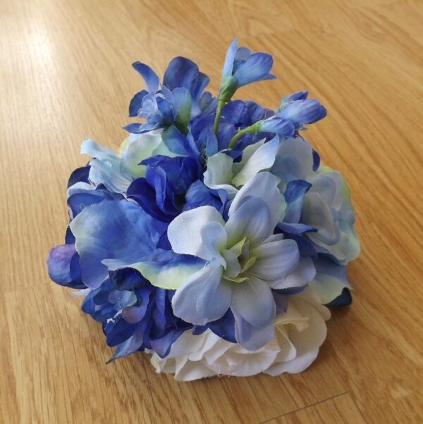 Rustic Blue Silk Flower Cake Topper