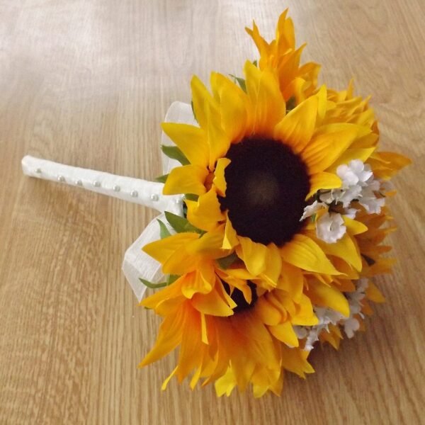 Sunflower & Gypsophila Artificial Bridesmaid Bouquet