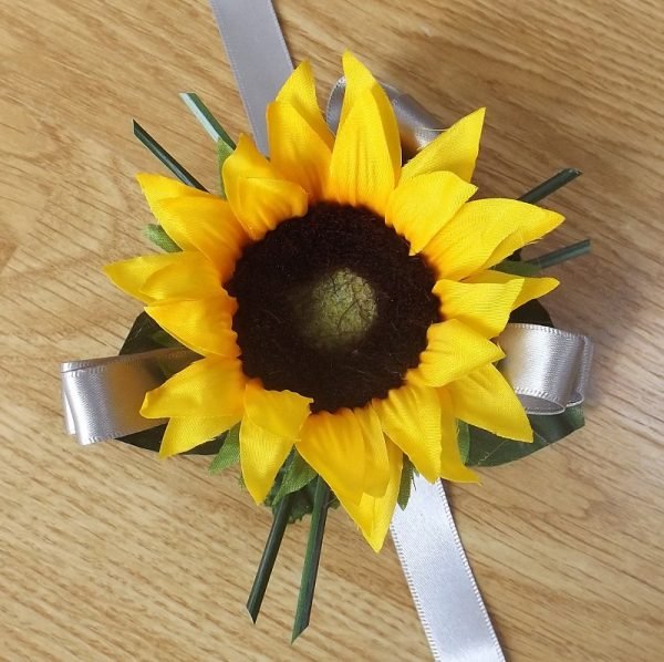 Silk Sunflower Wrist Corsage