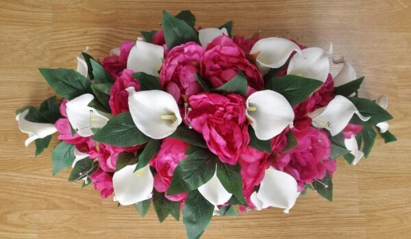 Pink Peony & Ivory Calla Top Table Arrangement