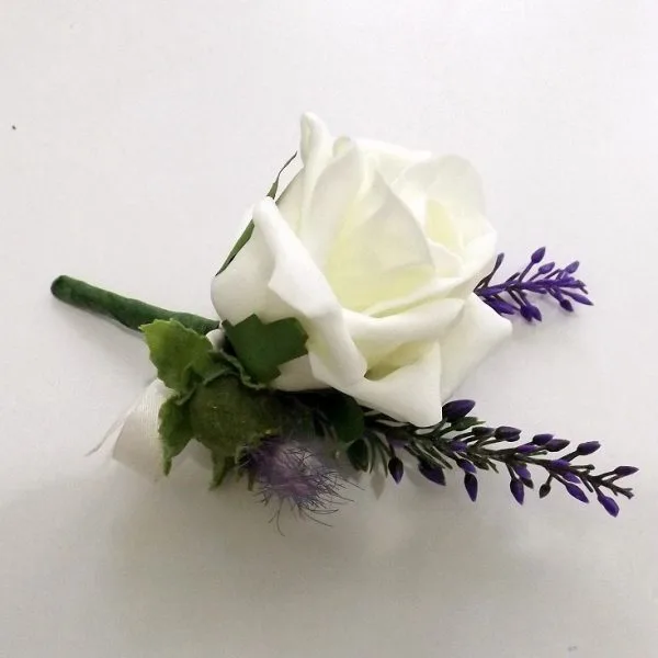 Ivory Rose & Thistle Buttonhole