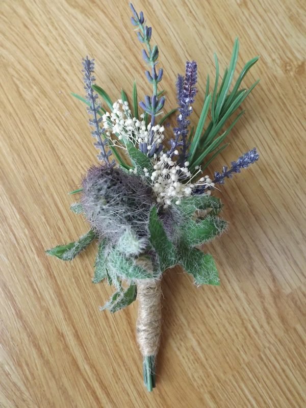 Thistle & Lavender Buttonhole