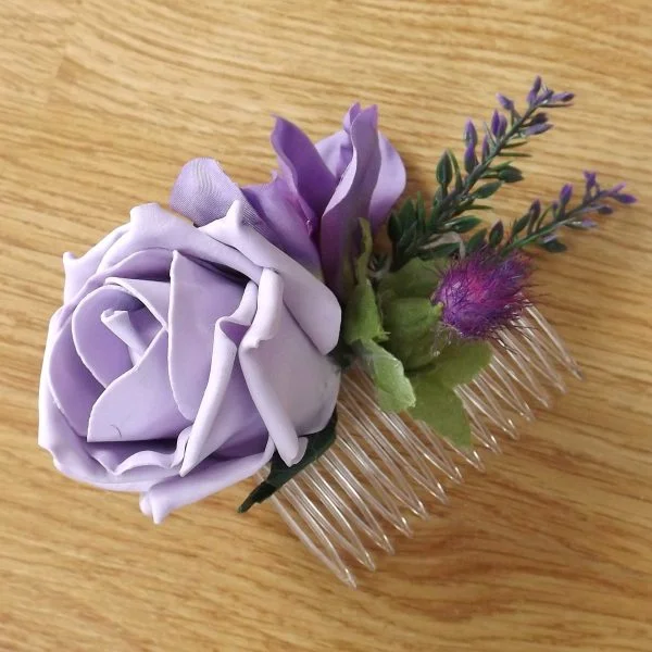 Lilac Rose & Thistle Hair Comb