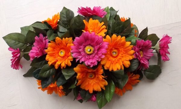 Bright Pink & Orange Gerbera Top Table Arrangement