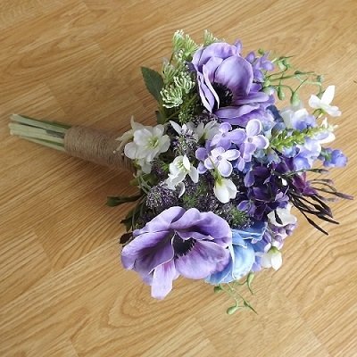 Lilac & Blue Wildflower Silk Brides Bouquet